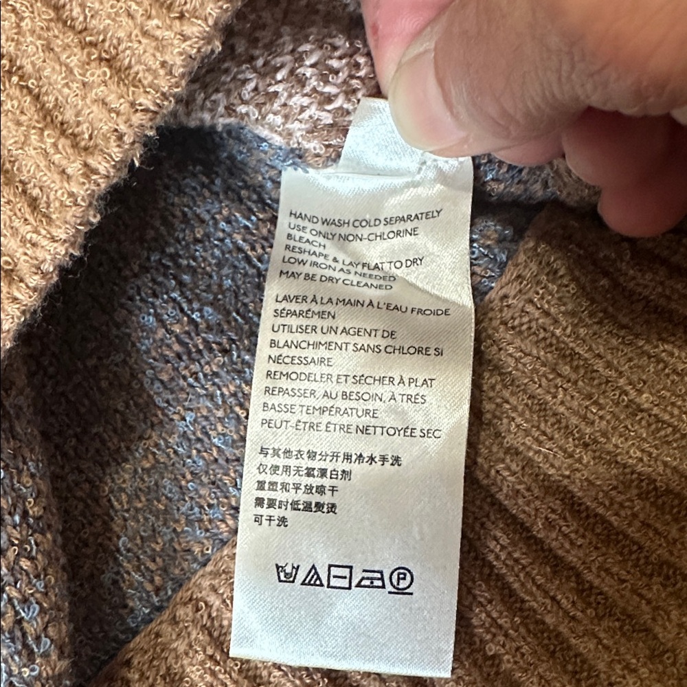 Free People In Bloom Hooded Sweater Cardigan Zip Hoodie Tan Brown Pink Blue XS - Picture 14 of 15